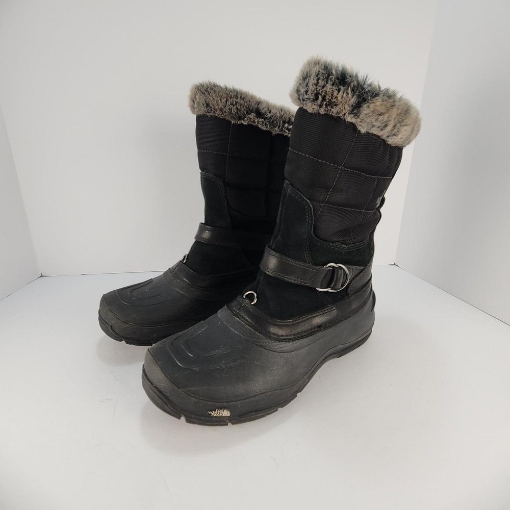 The North Face Women's Size 7 Black Faux Fur Insulated Winter Snow Boots